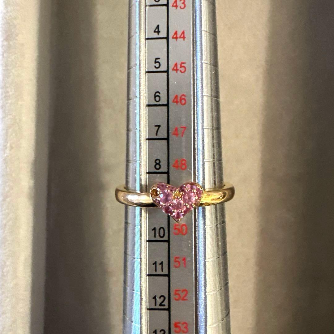 【難あり】 ポンテヴェキオ　ピンクサファイアハート型リング　9号
