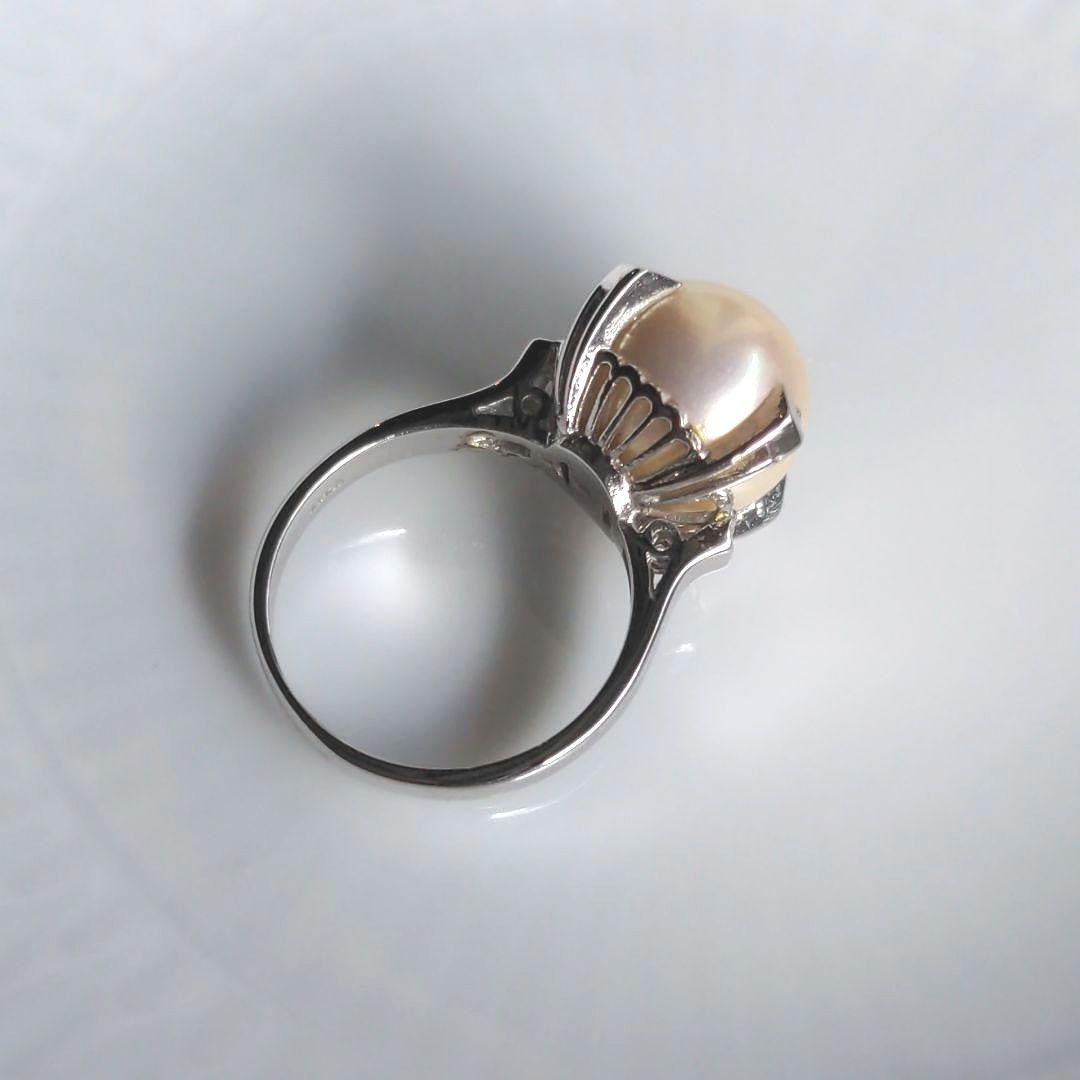 vintageヴィンテージ昭和レトロ大粒あこや真珠silverリング指輪9号