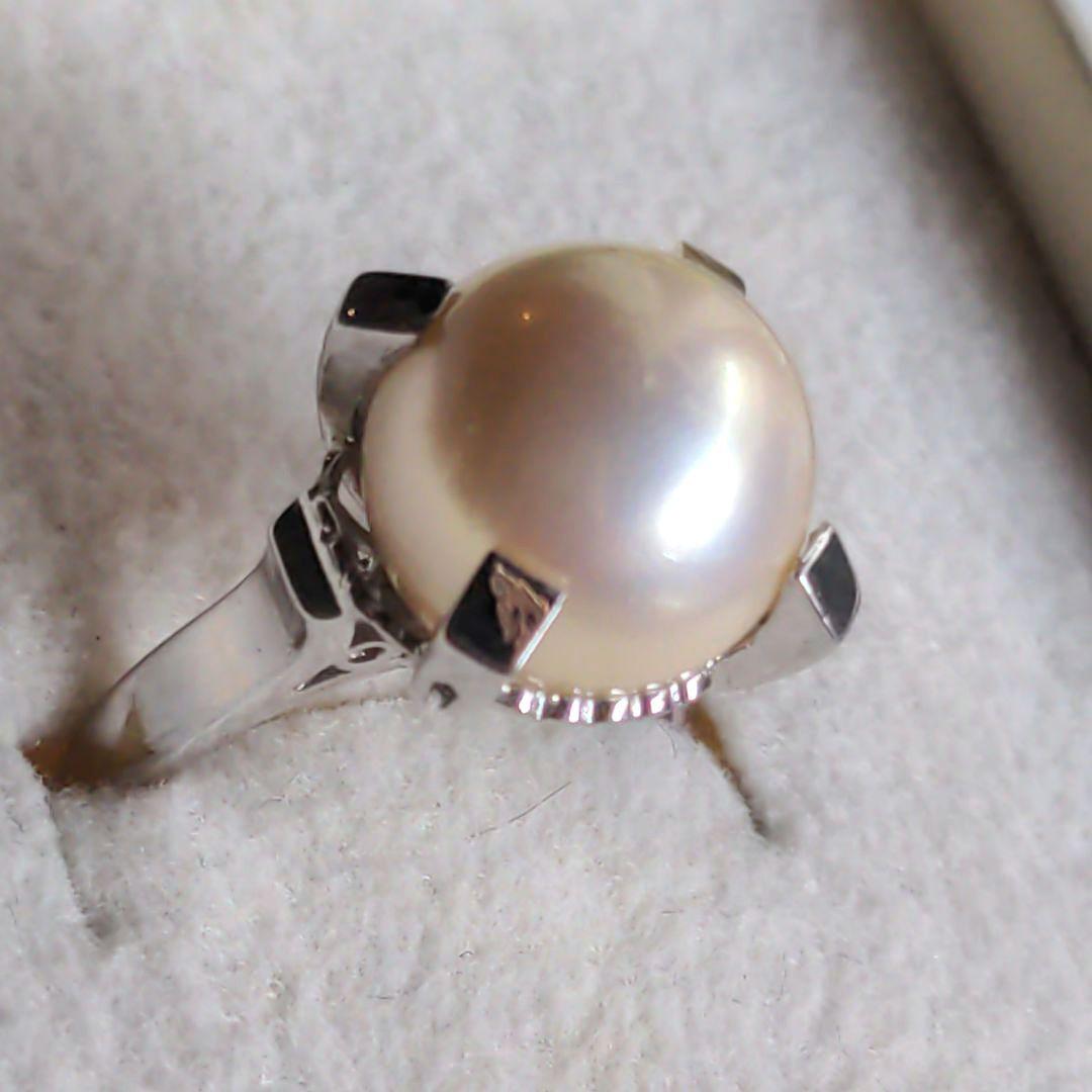 vintageヴィンテージ昭和レトロ大粒あこや真珠silverリング指輪9号