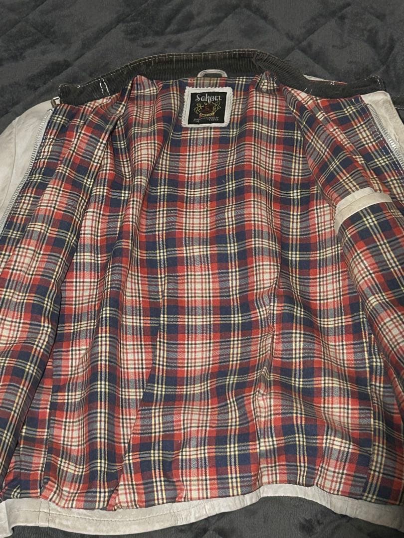 クロスタイニー　Schott ホワイト レザージャケット　ヴィンテージ