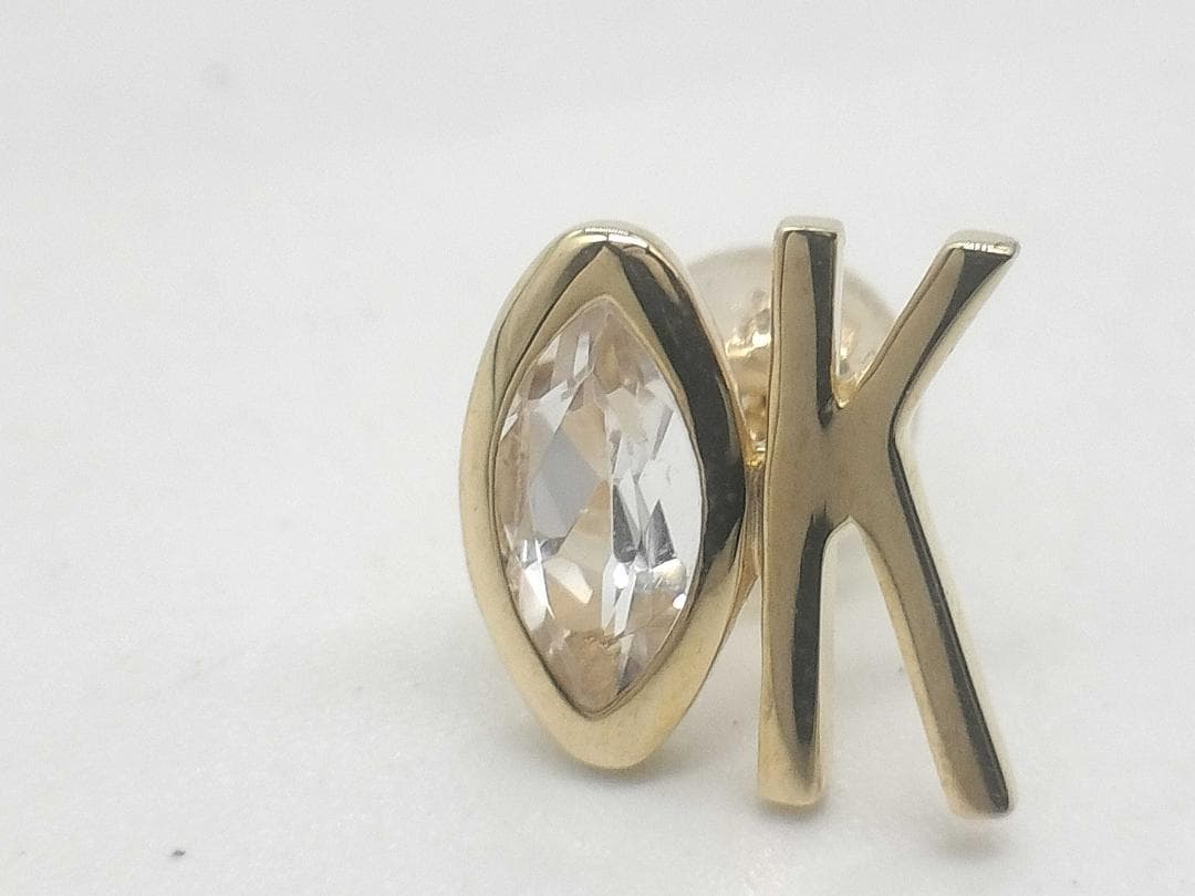 A-49 4℃ 透明石 K10 0.5g ピアス(貴金属) OKモチーフ片耳用