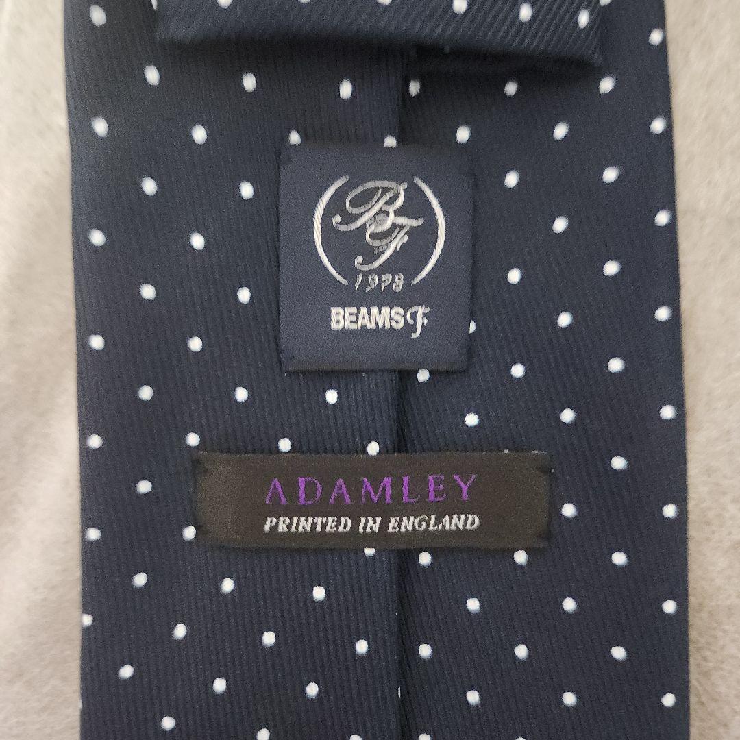 【美品】BEAMS F ADAMLEY シルクピンドット柄プリントネクタイ