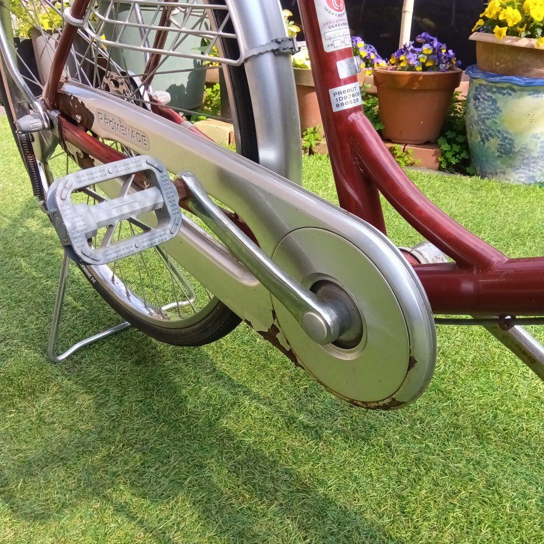 エンジ　ブリジストンのシティサイクル 前後バスケット付き26インチ　引き取り限定
