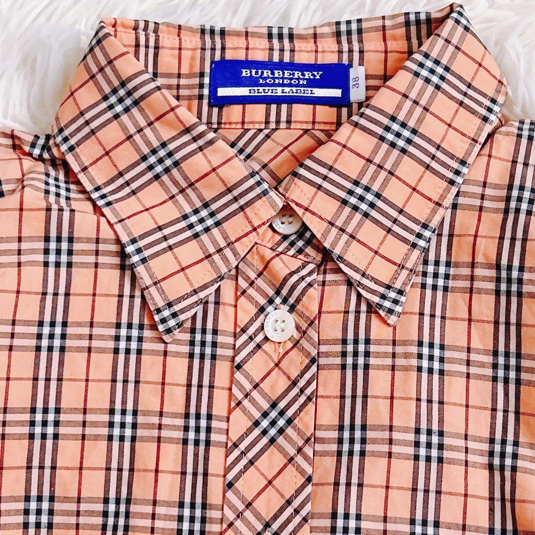 Burberry ブルーレーベル　ノバチェック ブラウス　長袖　オレンジ　38