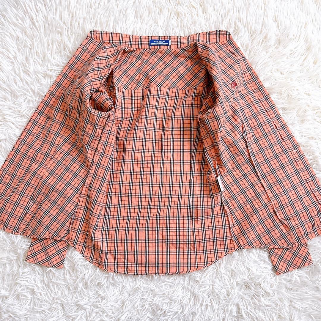 Burberry ブルーレーベル　ノバチェック ブラウス　長袖　オレンジ　38