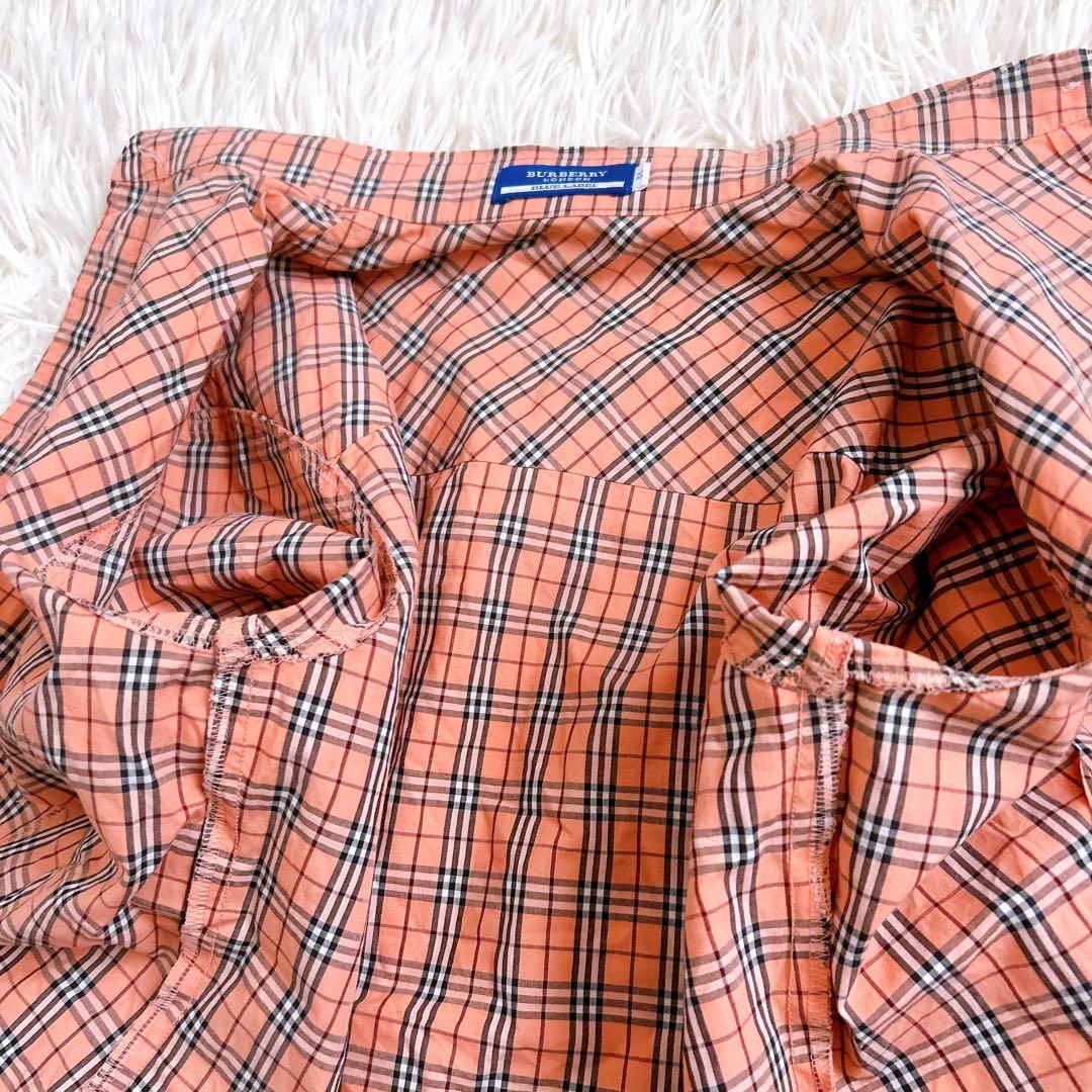 Burberry ブルーレーベル　ノバチェック ブラウス　長袖　オレンジ　38