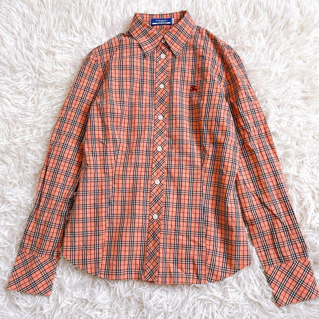 Burberry ブルーレーベル　ノバチェック ブラウス　長袖　オレンジ　38