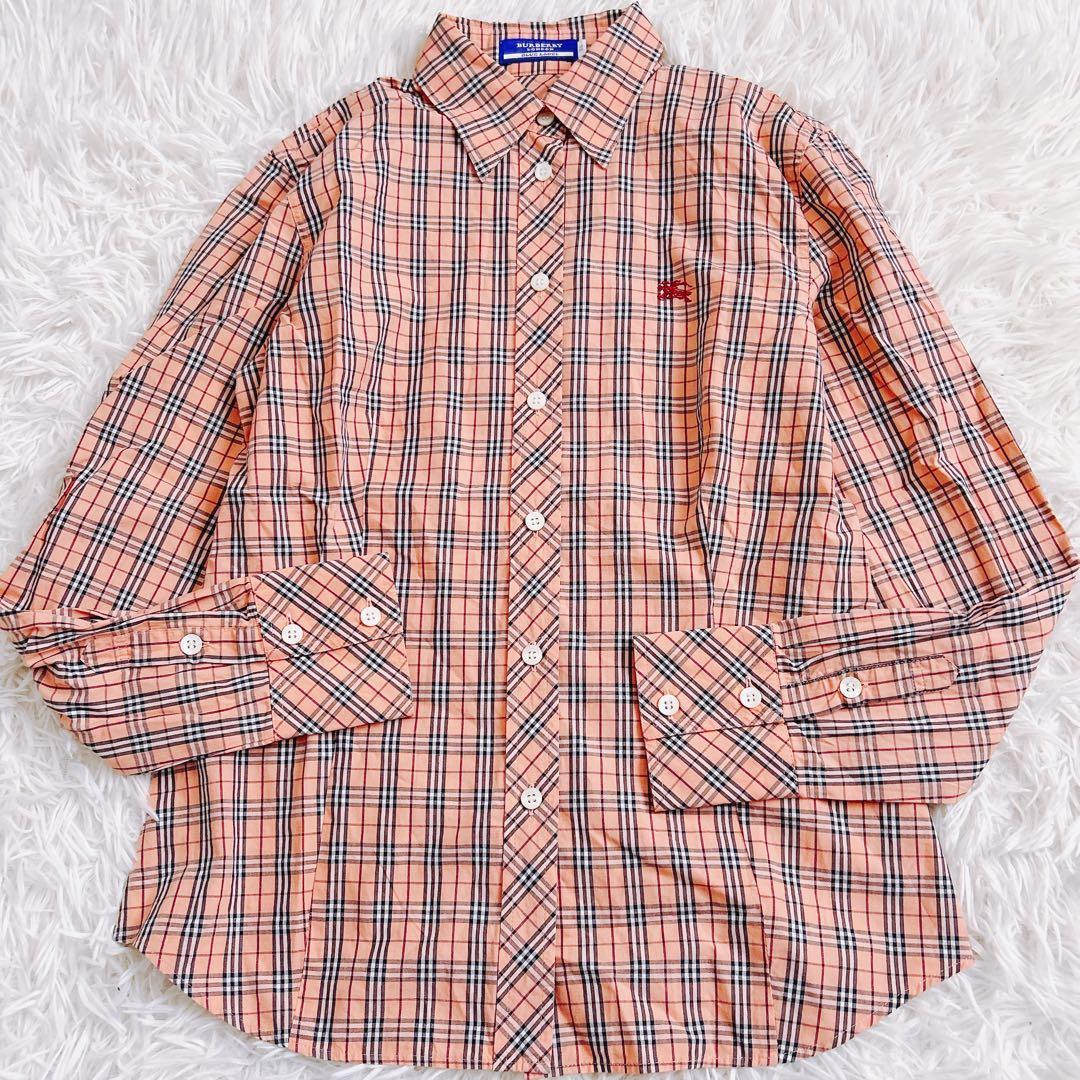 Burberry ブルーレーベル　ノバチェック ブラウス　長袖　オレンジ　38