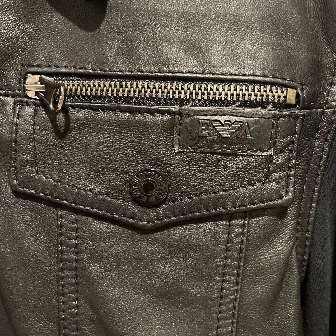 EMPORIO ARMANI レザージャケット レザー切替ジャケット ブラック