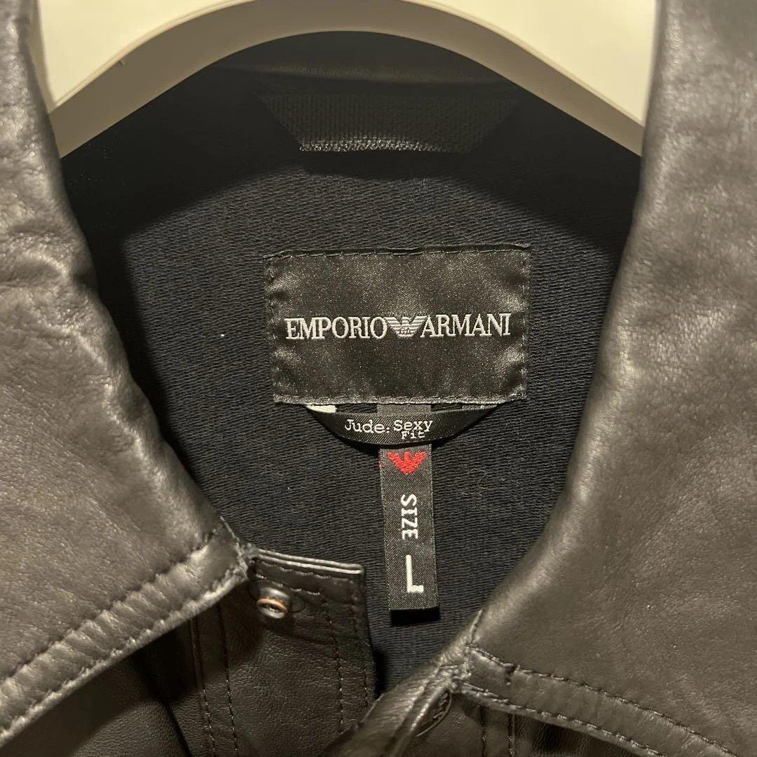 EMPORIO ARMANI レザージャケット レザー切替ジャケット ブラック