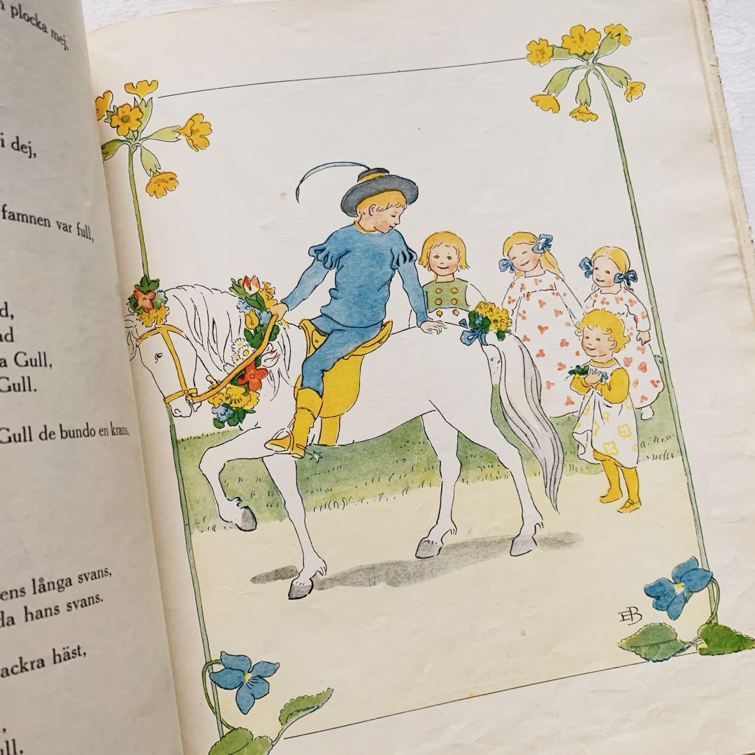 スウェーデンの古い絵本 エルサ・ベスコフの素敵な挿絵꙳⋆花の歌　ビンテージ洋書