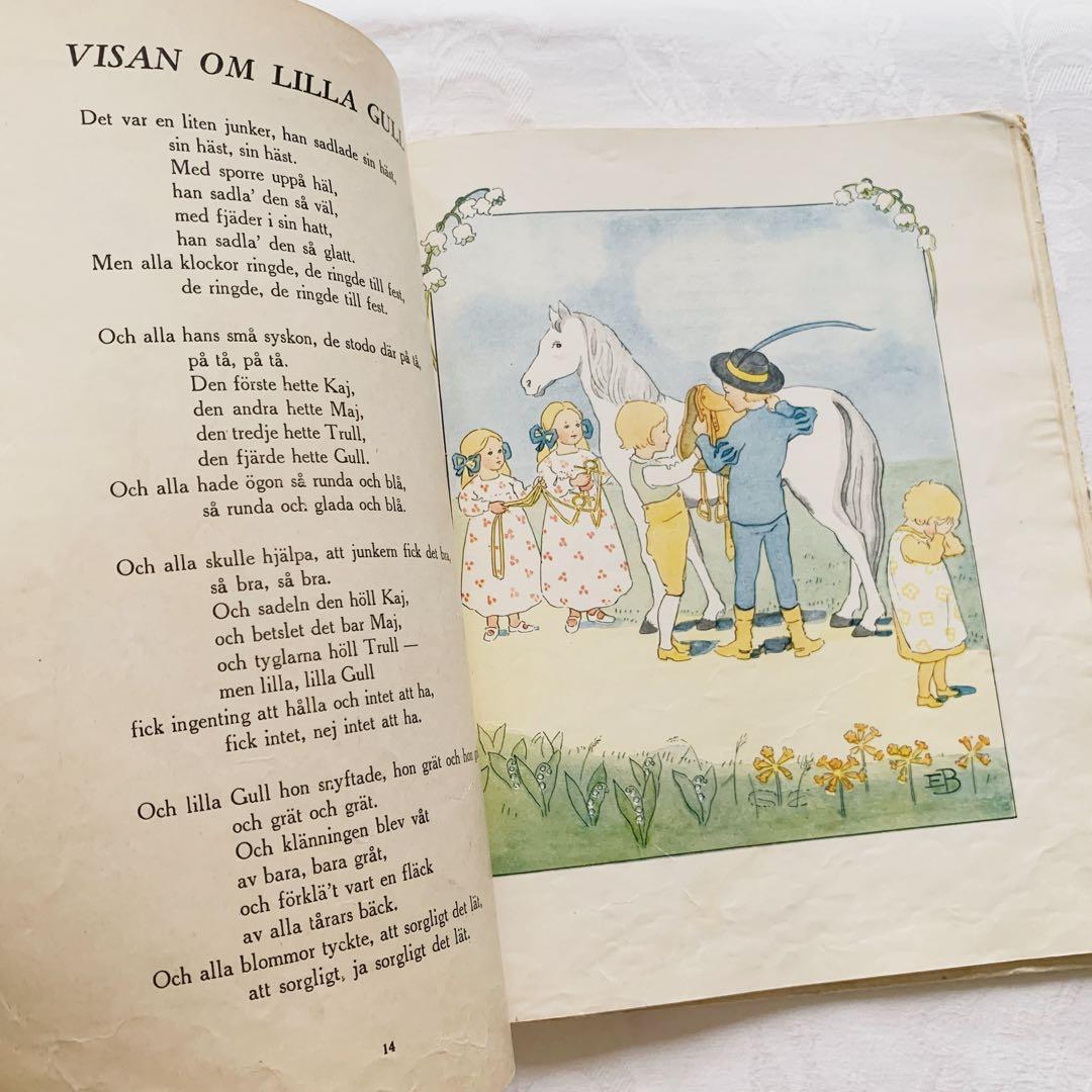スウェーデンの古い絵本 エルサ・ベスコフの素敵な挿絵꙳⋆花の歌　ビンテージ洋書