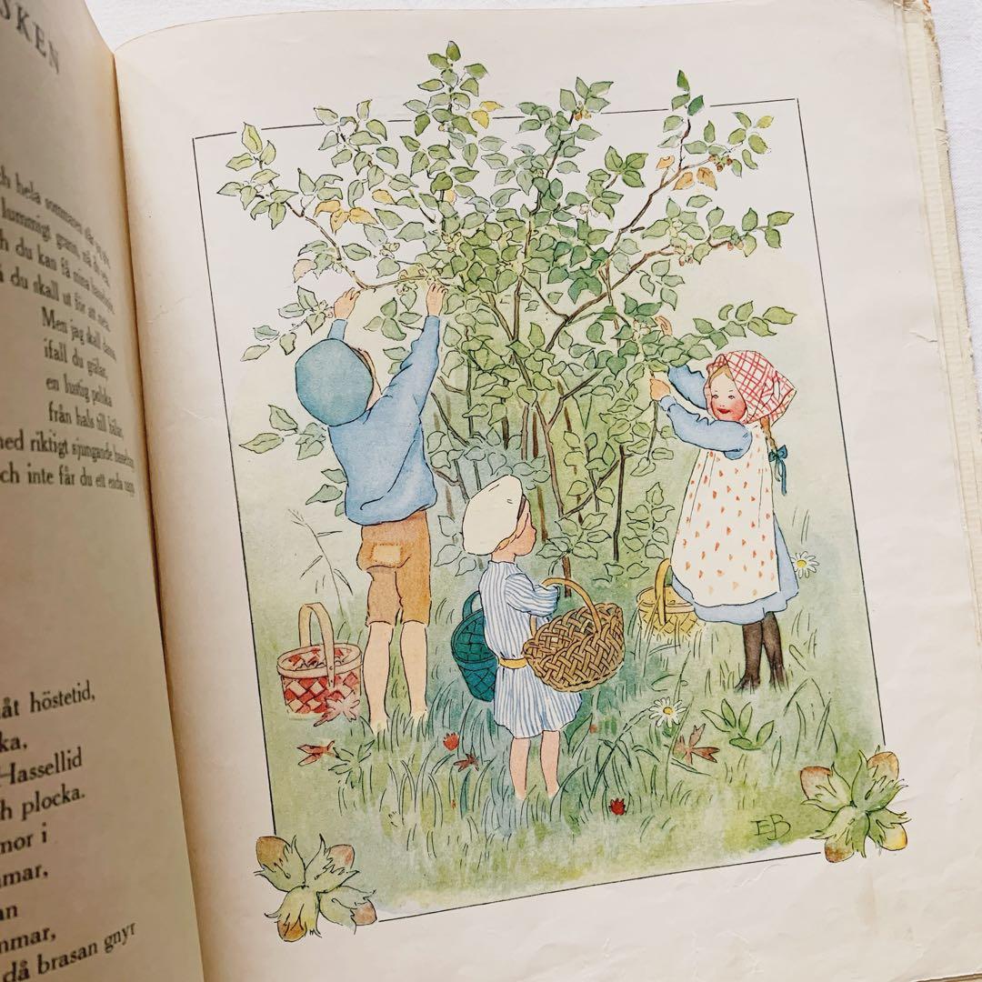 スウェーデンの古い絵本 エルサ・ベスコフの素敵な挿絵꙳⋆花の歌　ビンテージ洋書