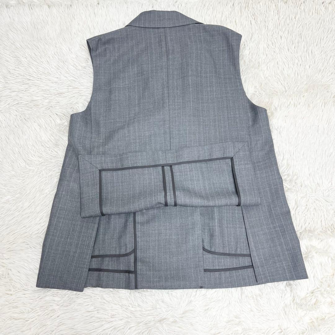美品♡ships シップスTW ギャバ テーラー ジレ　グレー　エンブレムボタン