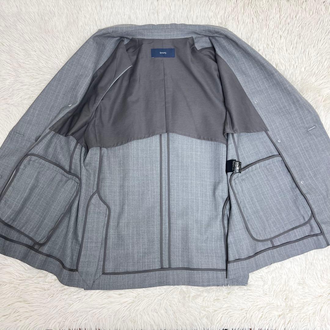 美品♡ships シップスTW ギャバ テーラー ジレ　グレー　エンブレムボタン