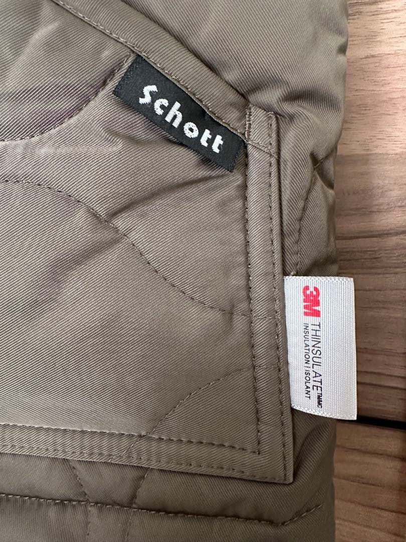 Schott オリーブ キルティングベスト