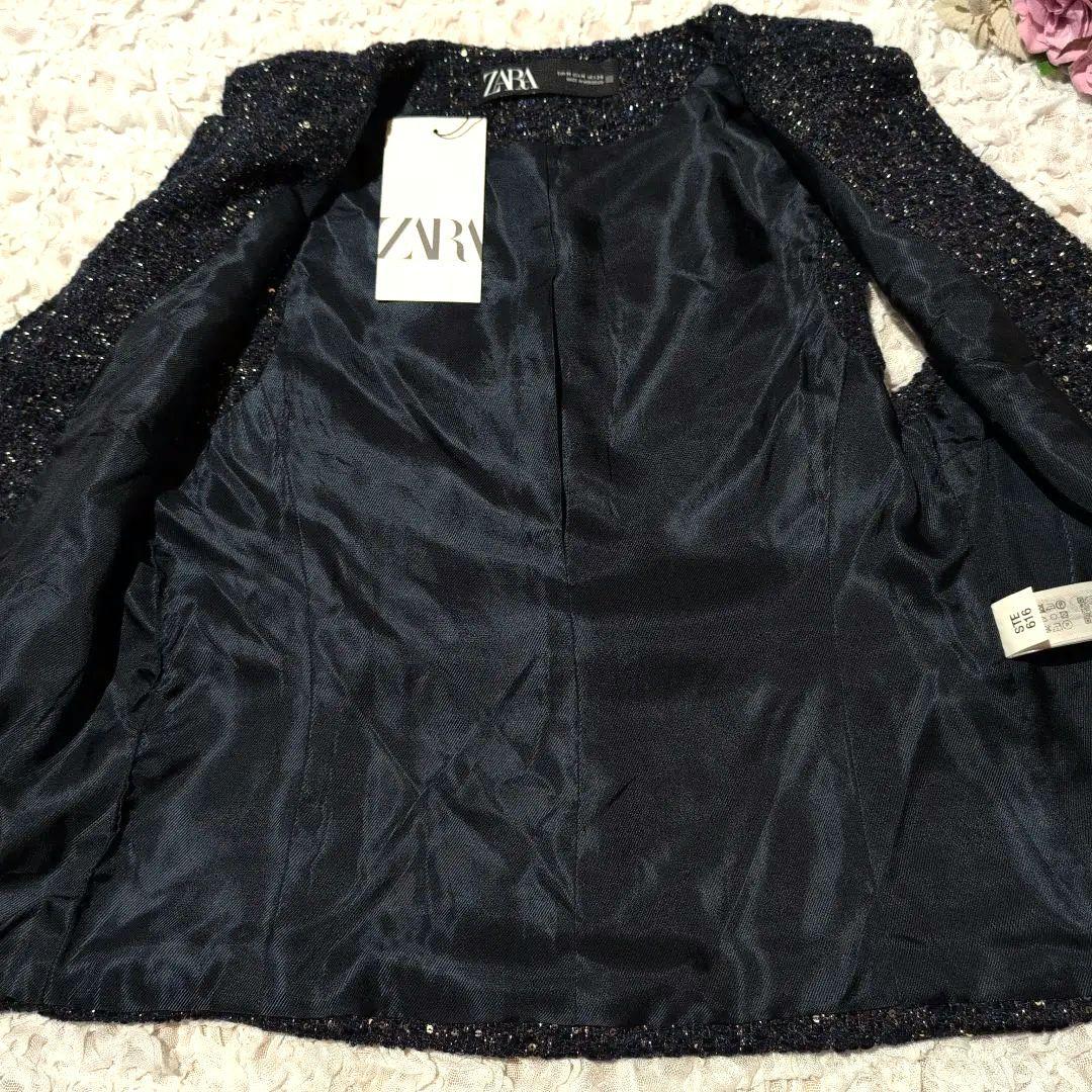 ☆新品☆ZARA ザラ ラメ ミックス ツイード インスタ 金ボタン ベスト M