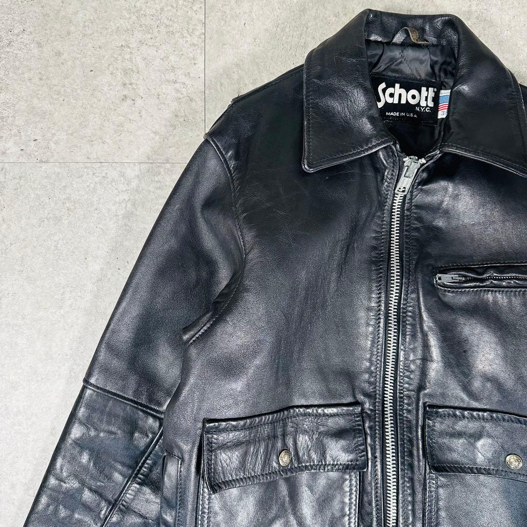 schott ショット ポリスマン レザージャケット 黒　サイズ36