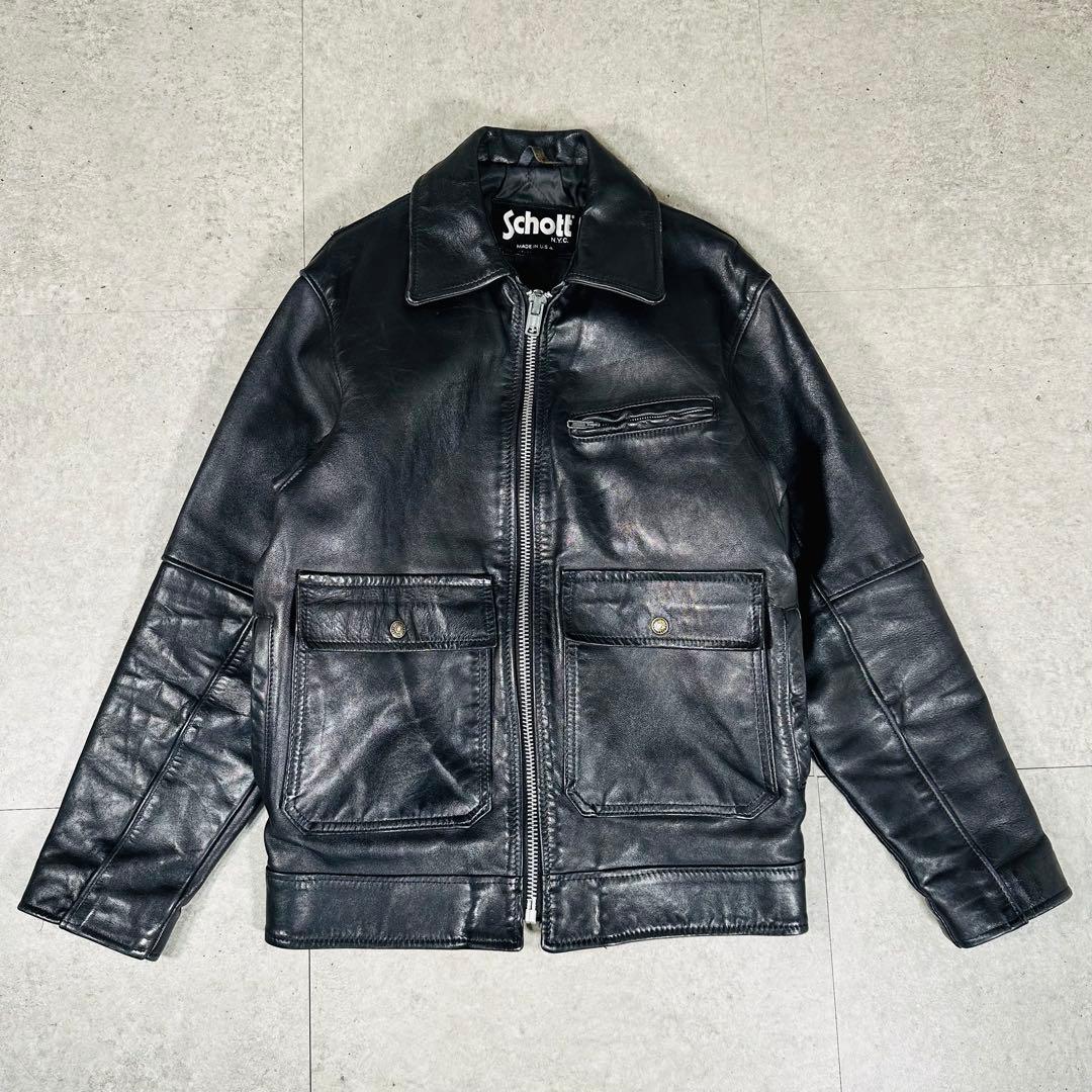 schott ショット ポリスマン レザージャケット 黒　サイズ36