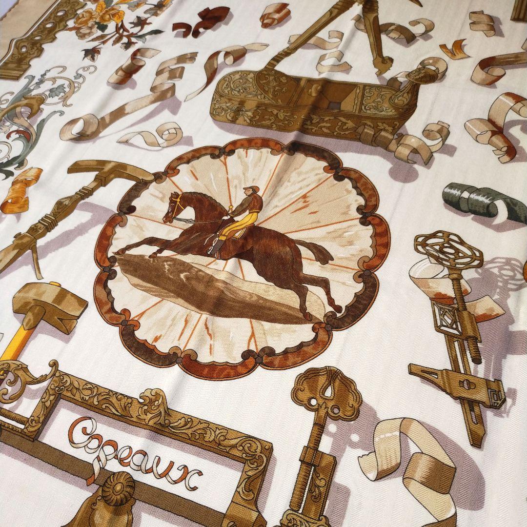 ☘️未使用に近い☘️HERMES カシミヤ カレ90　Copeaux おが屑