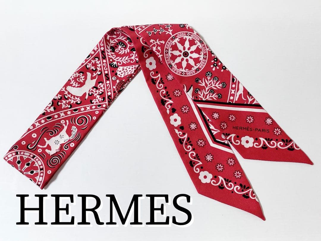 【希少！】HERMES エルメス　ツイリー 風の民 バンダナ　レッド