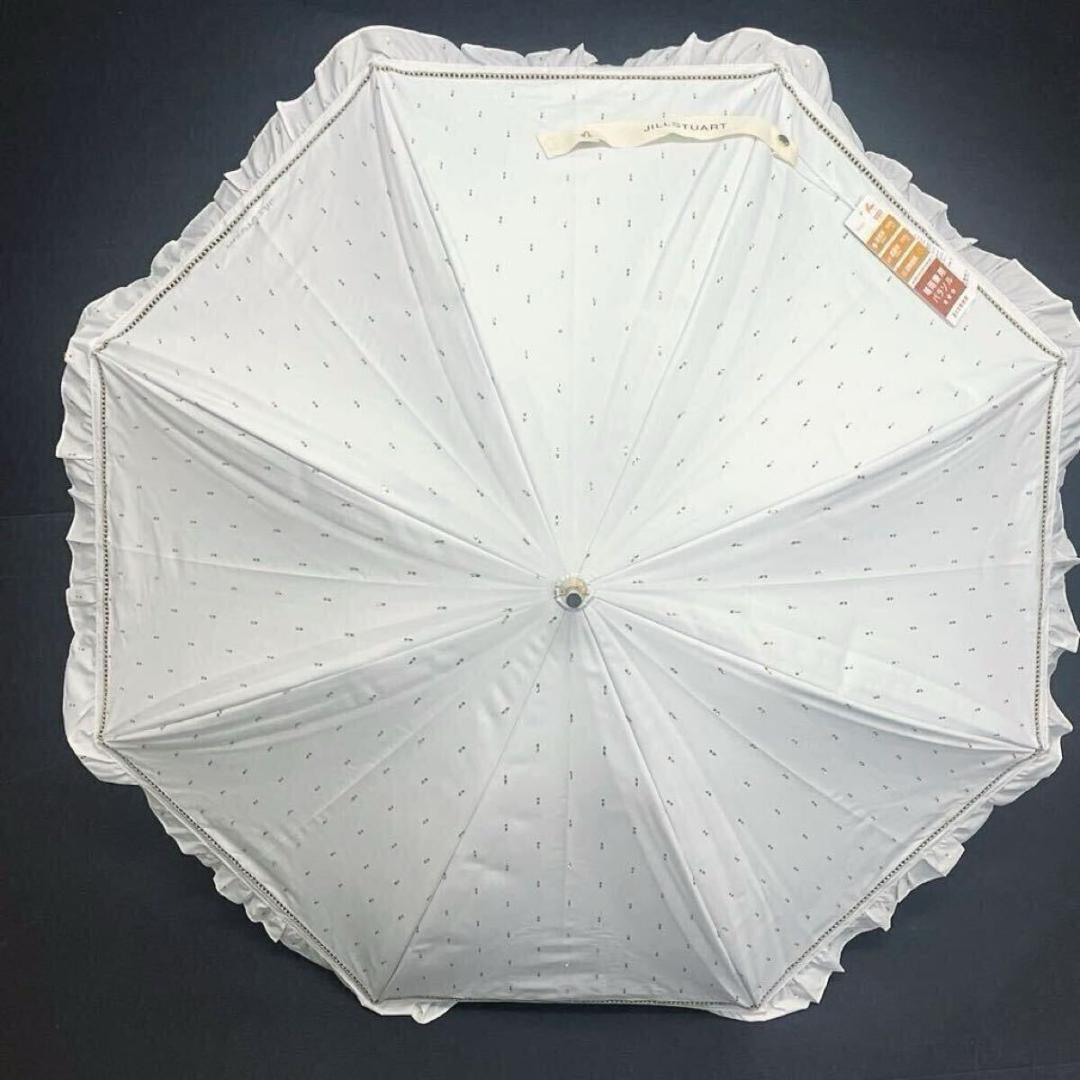 処*中様 新品52979　ジルスチュアートホワイト白 ラメドット フリル 晴雨兼