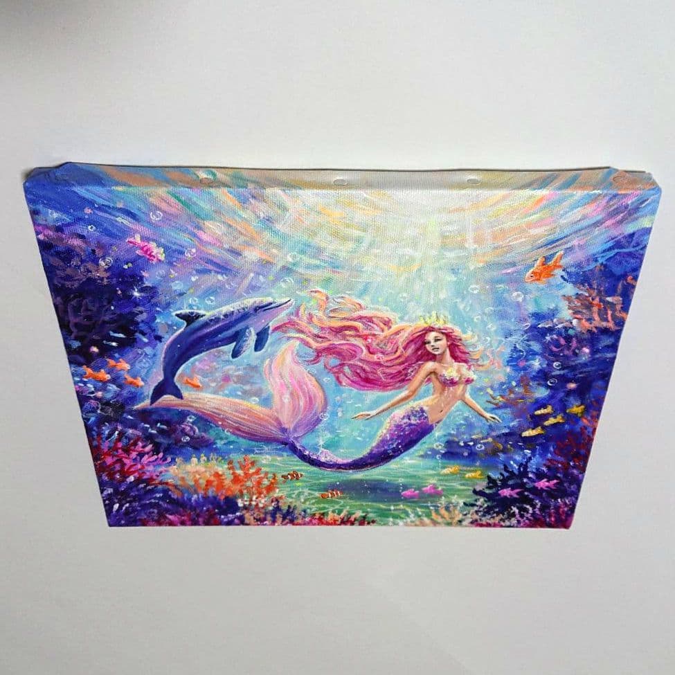 【Mermaid princess】アクリル画 F3 風景画 絵画