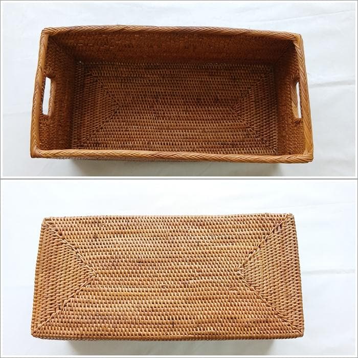 アウトレット アタ製 長方形 バスケット 29.5×13.5cm 収納ボックス