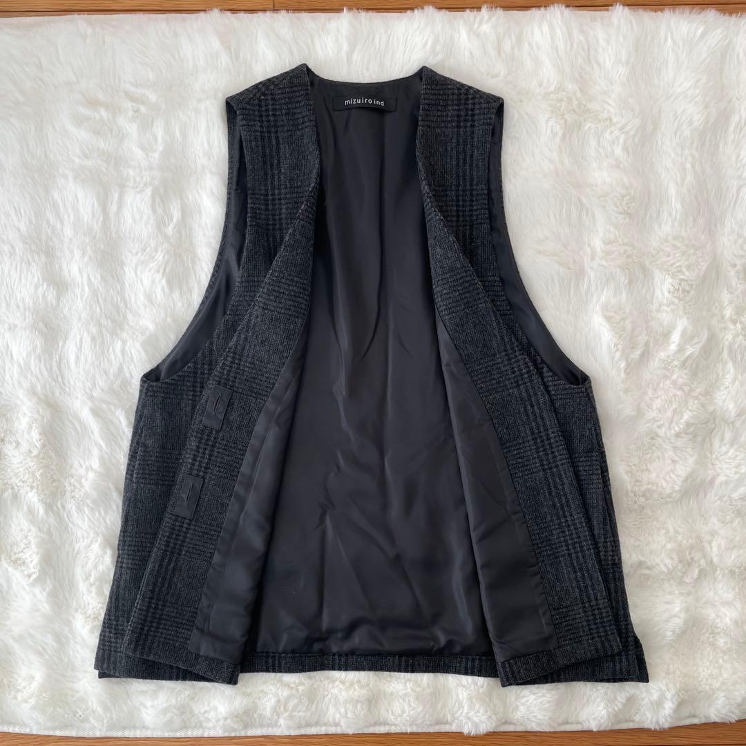 ディープVネック ワイドベスト グレー系 ミズイロインド