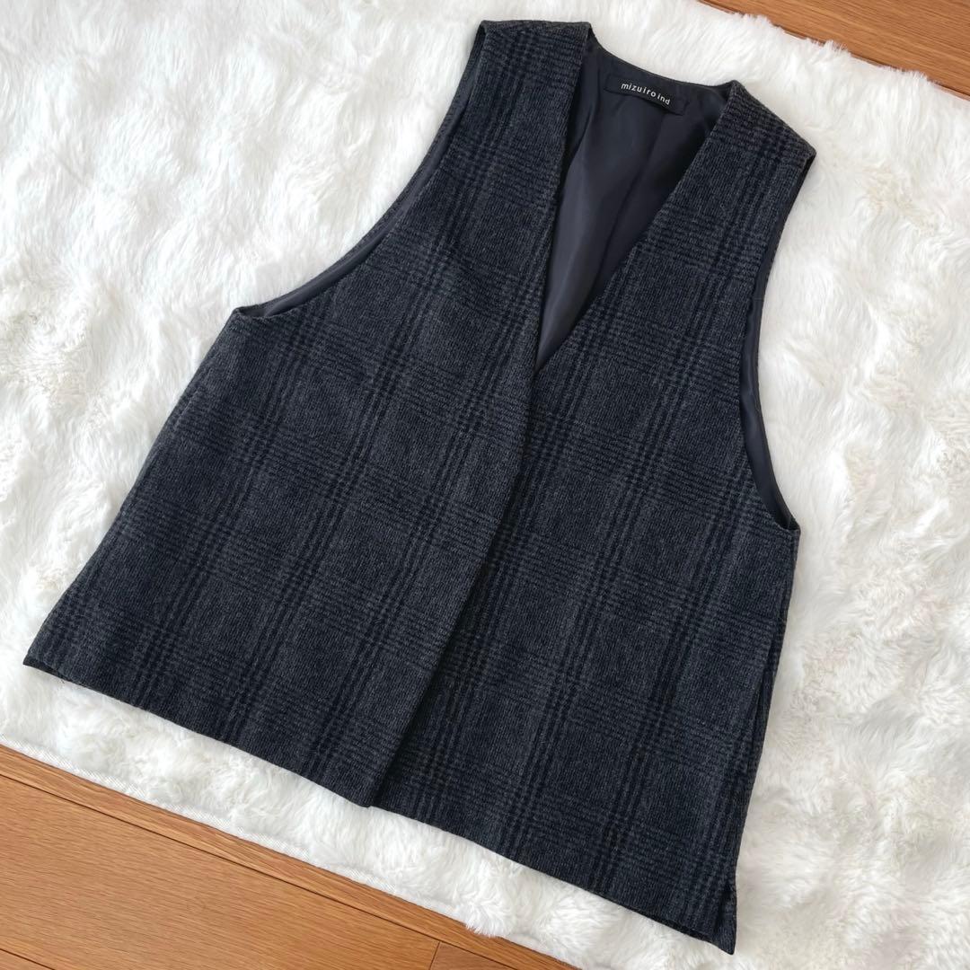 ディープVネック ワイドベスト グレー系 ミズイロインド
