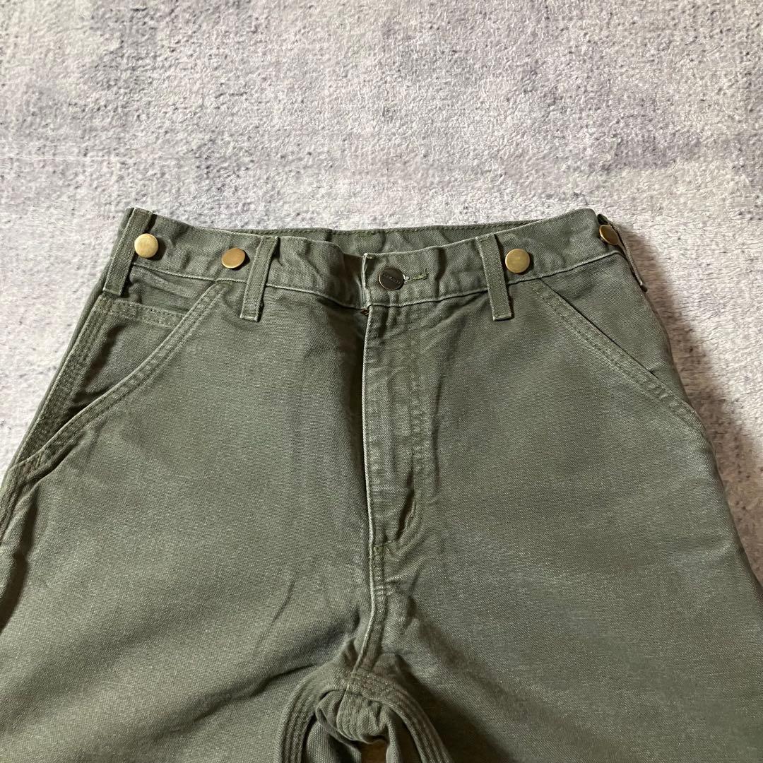 00sCarharttB111カーハート裏地フランネルモスグリーンダックパンツ
