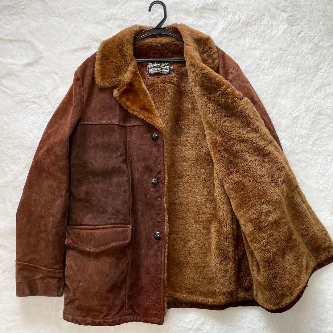 【XL】sears レザーショップ スエードジャケット　チェスターコート　くるみ
