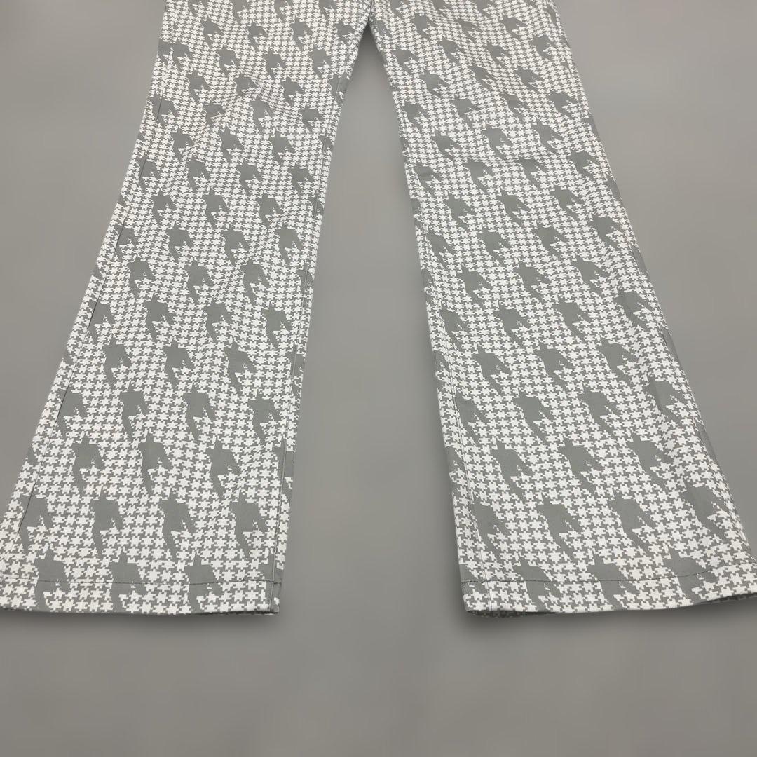 アンパスィ ゴルフパンツ レディース M デジタル千鳥格子柄 総柄 グレー