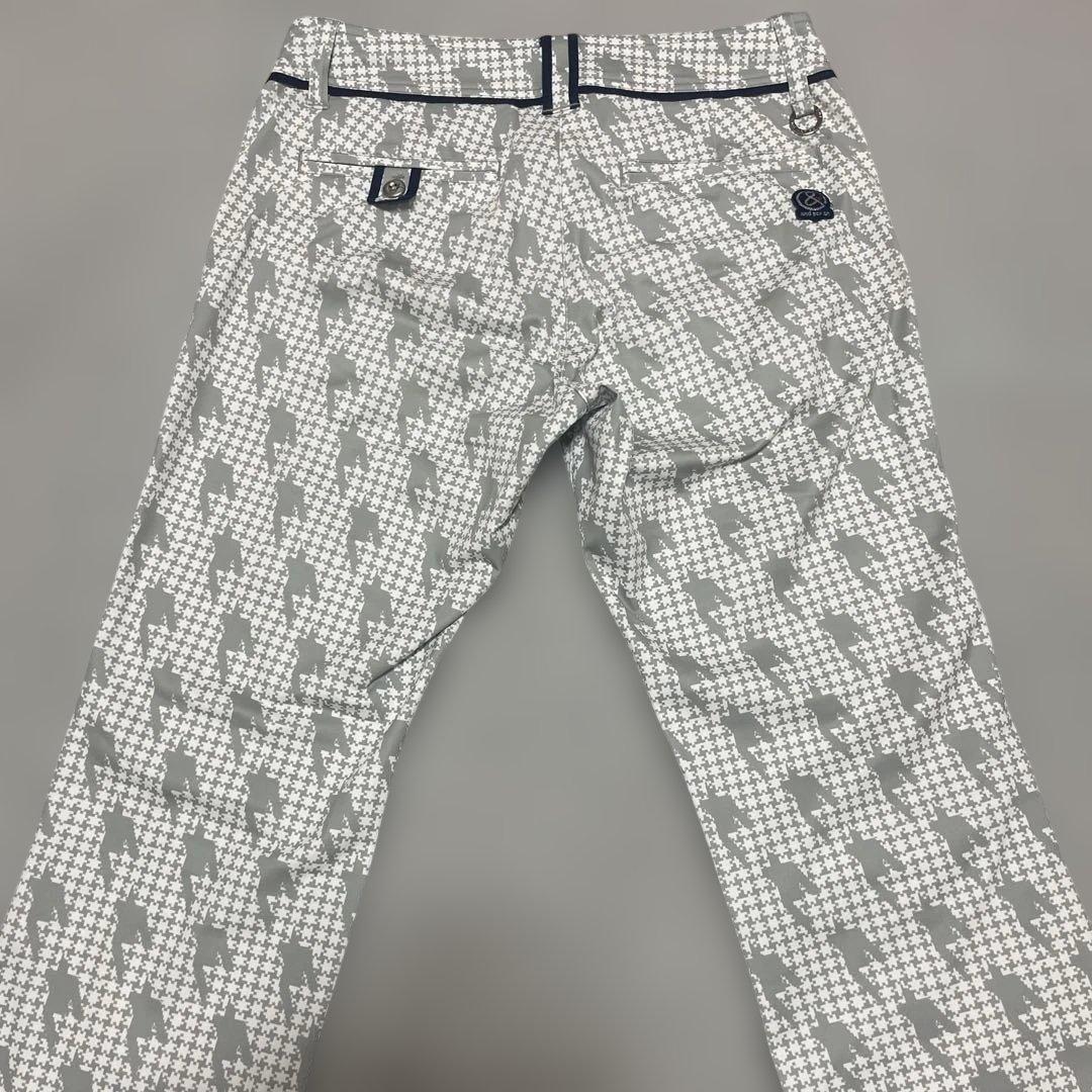 アンパスィ ゴルフパンツ レディース M デジタル千鳥格子柄 総柄 グレー
