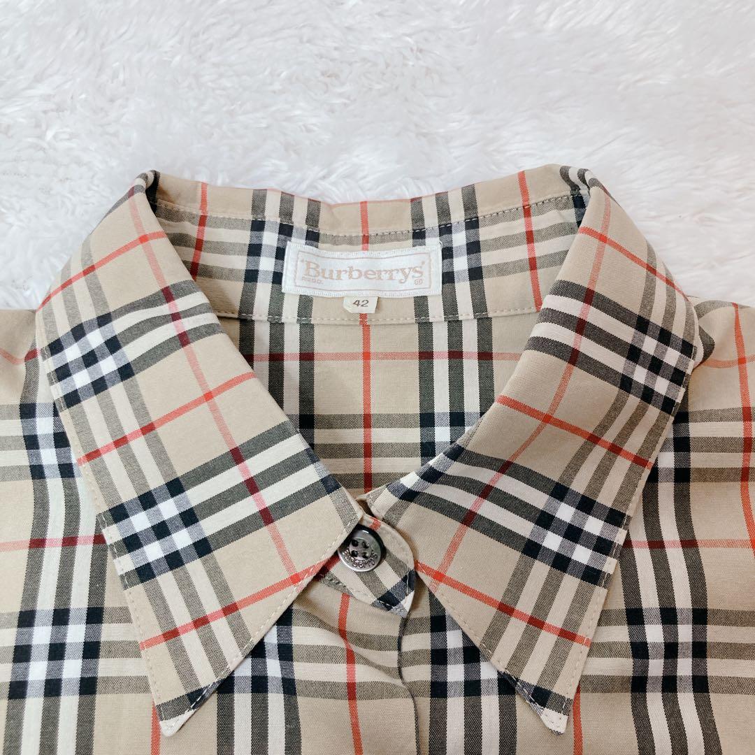 バーバリー シャツ ブラウス ノバチェック 長袖 コットン 42 XL