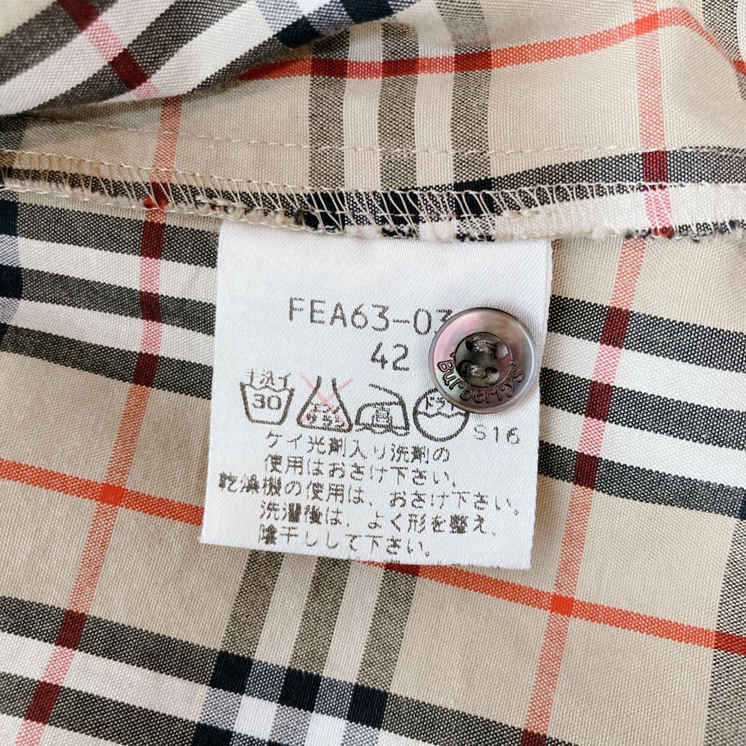 バーバリー シャツ ブラウス ノバチェック 長袖 コットン 42 XL