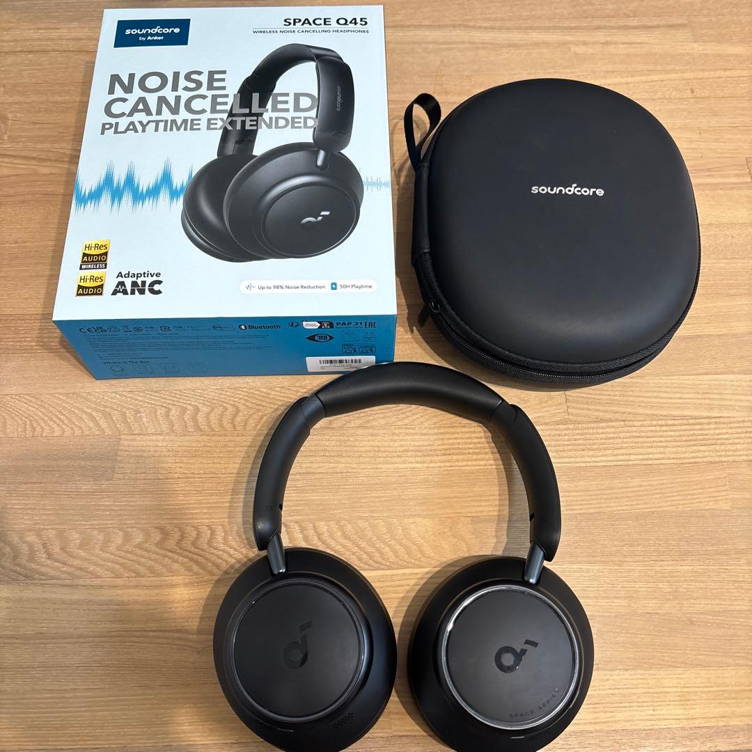 AnkerSoundcoreSpaceQ45ワイヤレスヘッドホン収納ケース付き