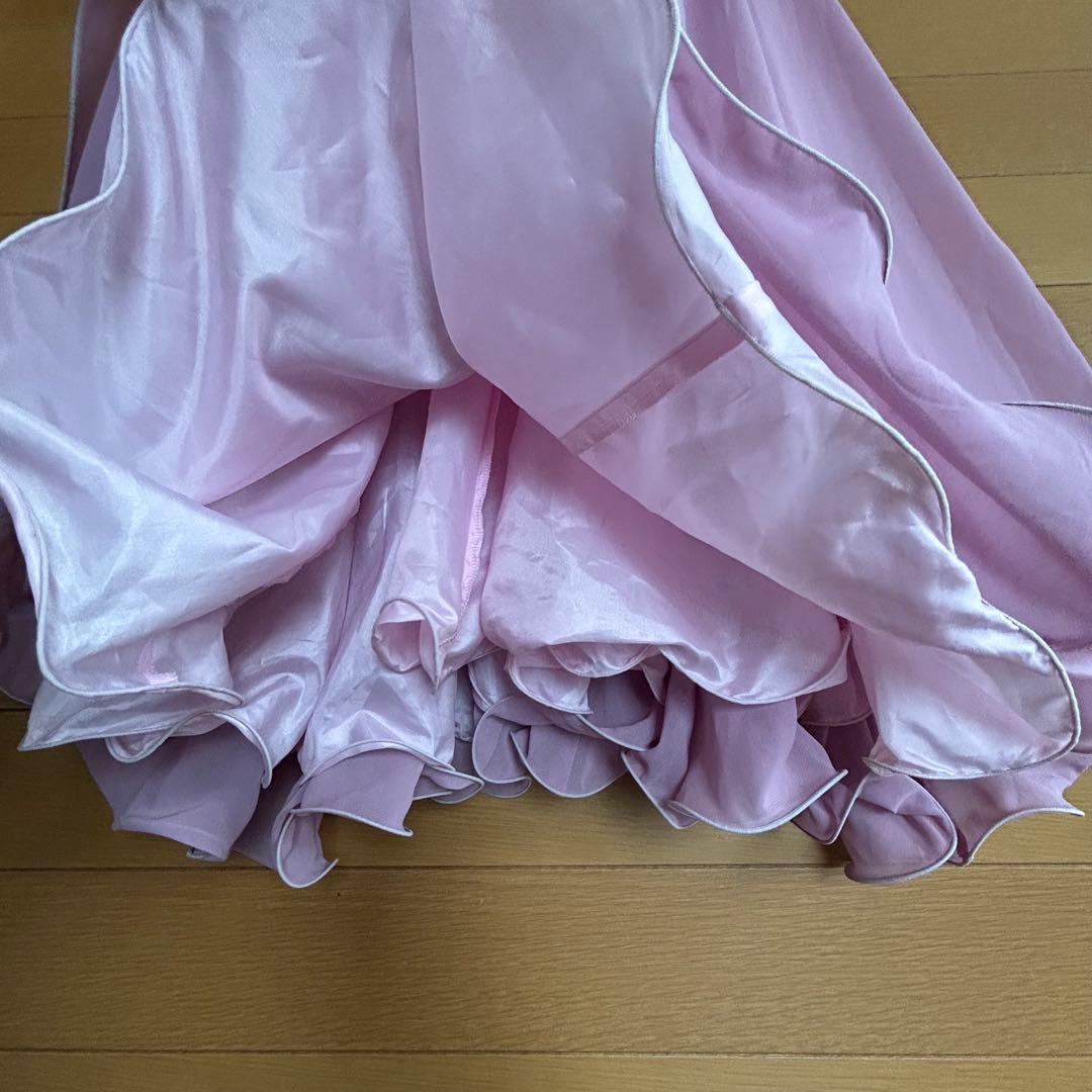 【美品】社交ダンス衣装ワンピース ドレス UNA ラベンダーピンク 上品 日本製