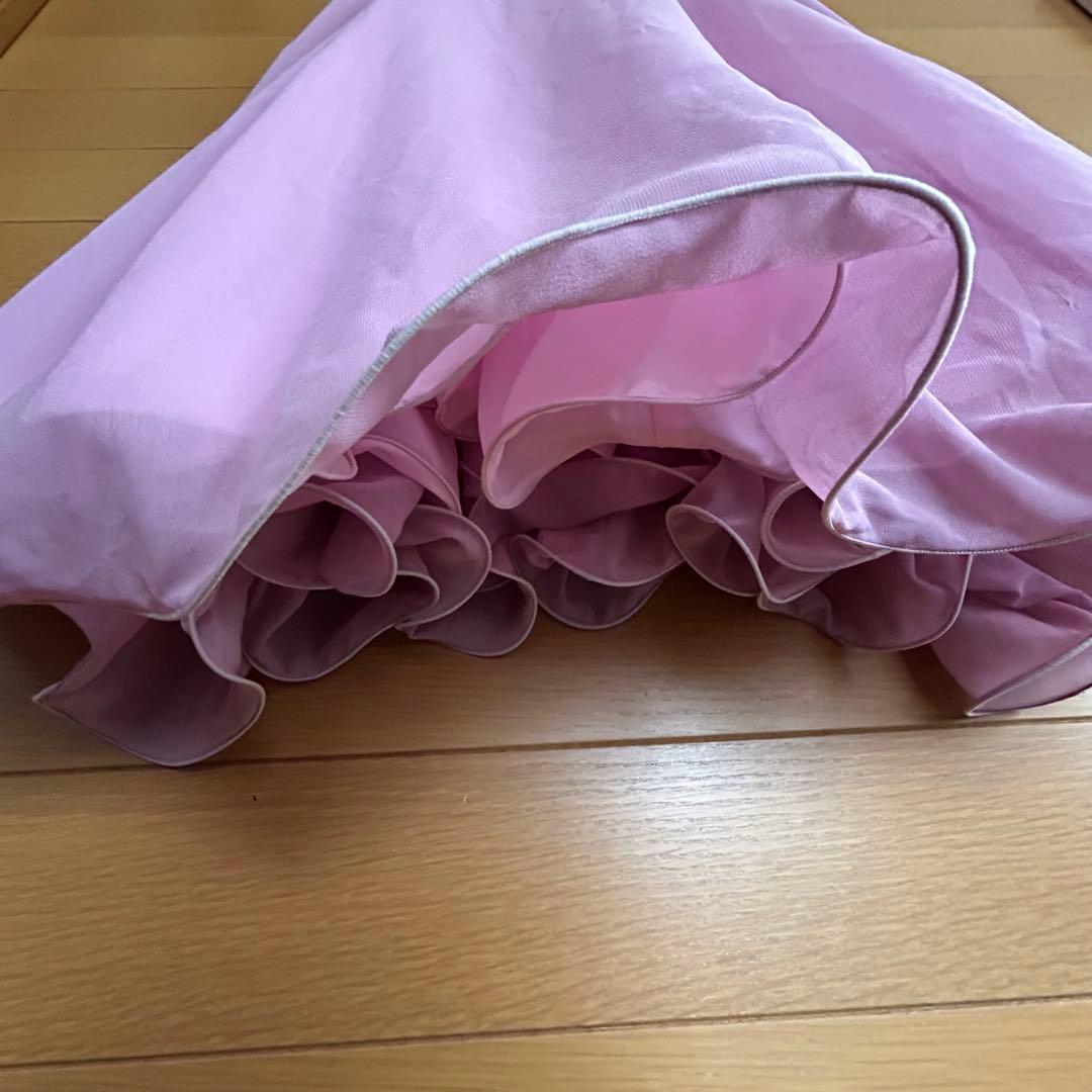 【美品】社交ダンス衣装ワンピース ドレス UNA ラベンダーピンク 上品 日本製