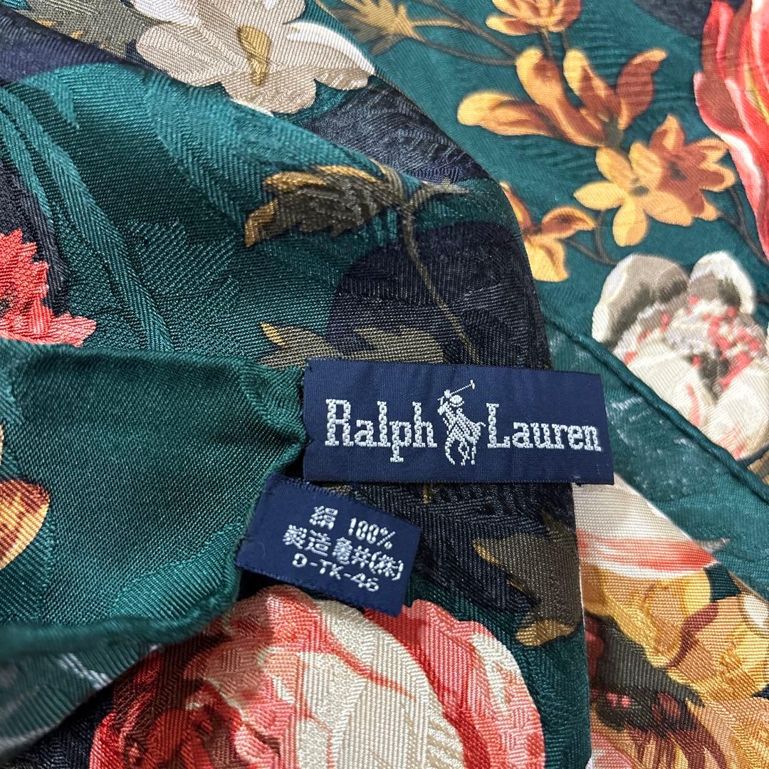 美品　Ralph Lauren 大判 シルク100%スカーフ
