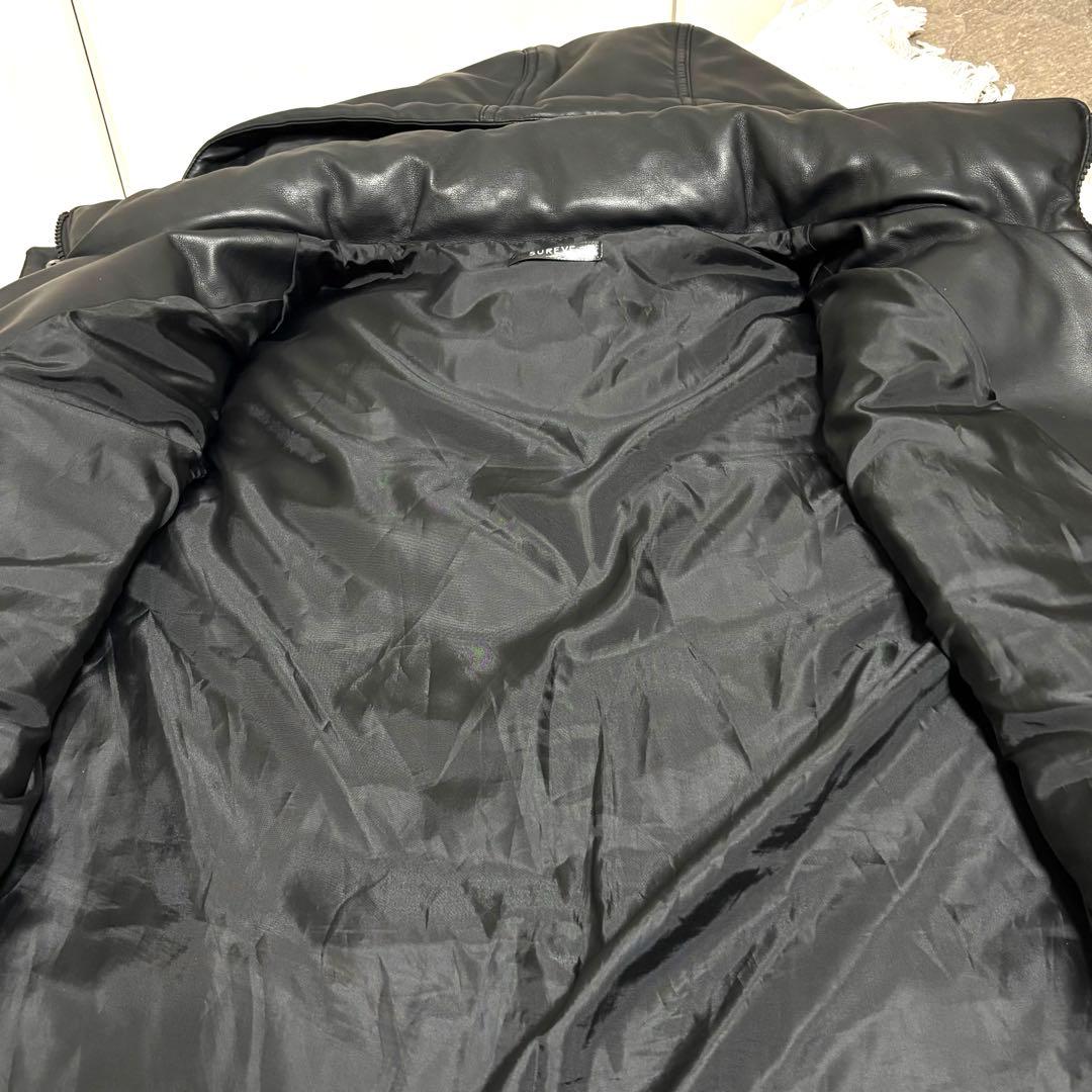 SUREVE フェイクレザーダウンベスト XL 美品 黒