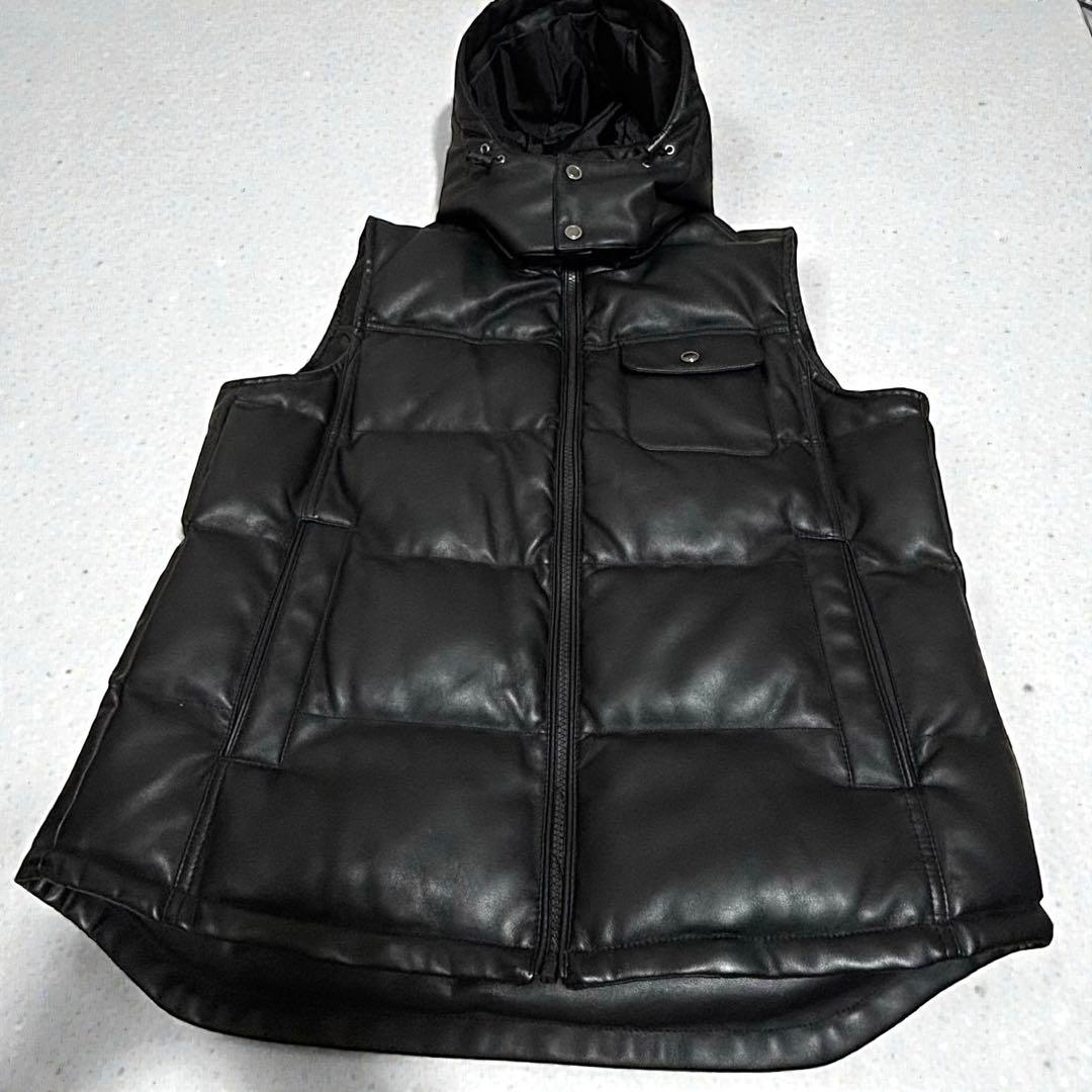 SUREVE フェイクレザーダウンベスト XL 美品 黒