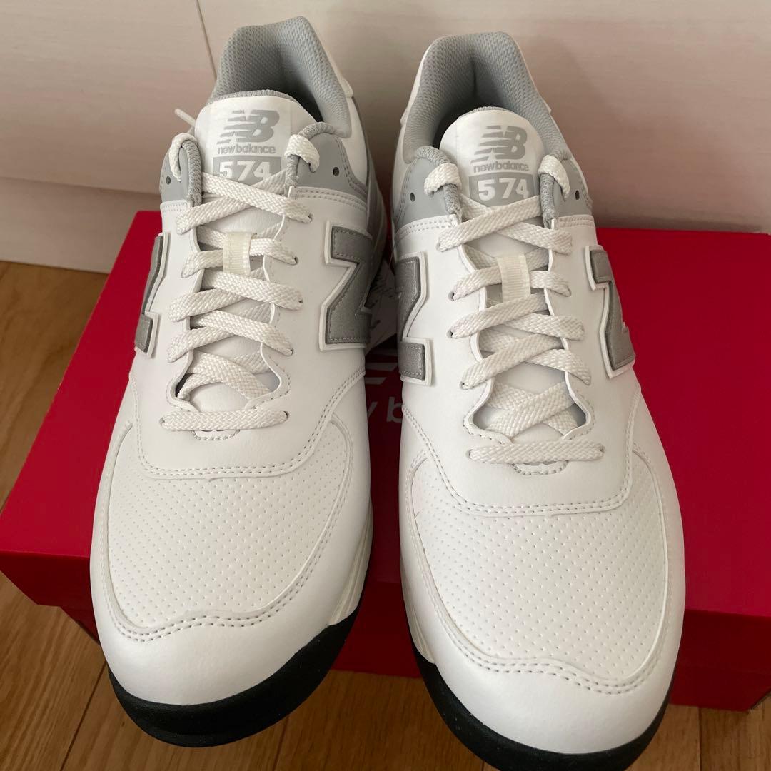 New Balance 574 ホワイトゴルフシューズ　スパイクレス　#2065