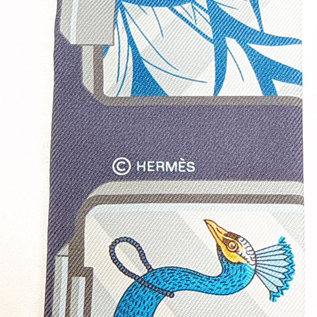 【美品】HERMES エルメス ツイリー ストーリー ネイビー STORY