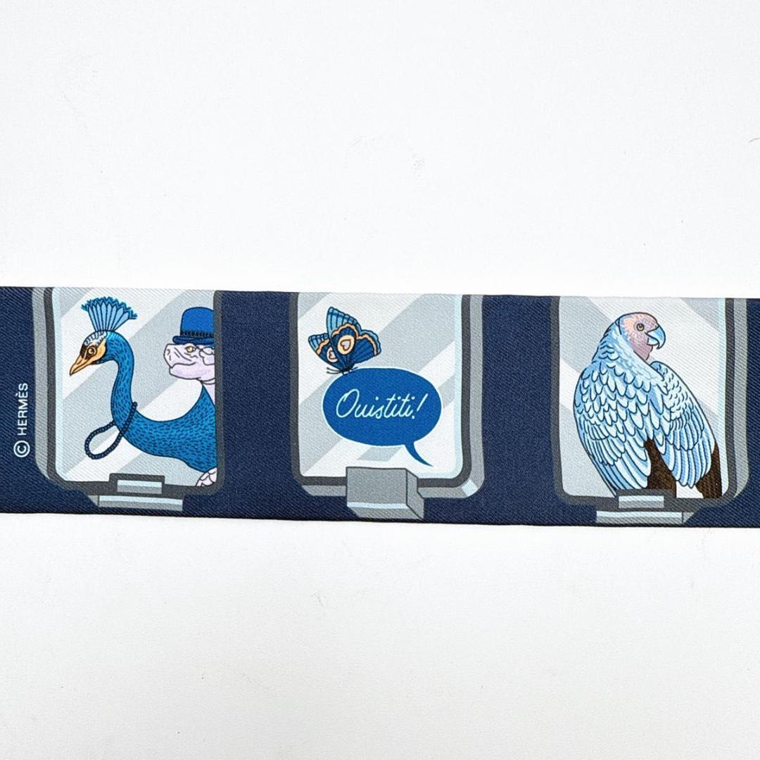 【美品】HERMES エルメス ツイリー ストーリー ネイビー STORY