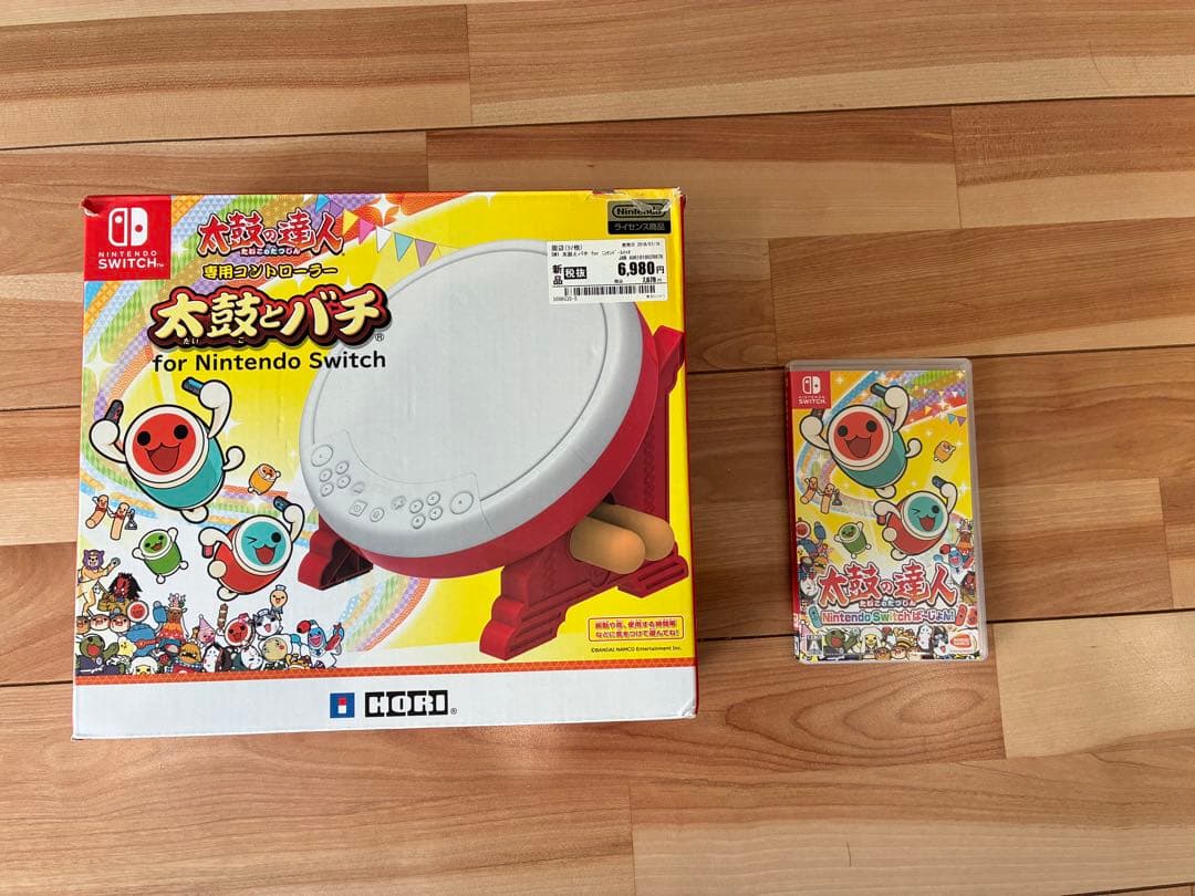 【送料無料】【動作確認済】スイッチ　太鼓の達人ソフト、太鼓とバチのまとめ売り