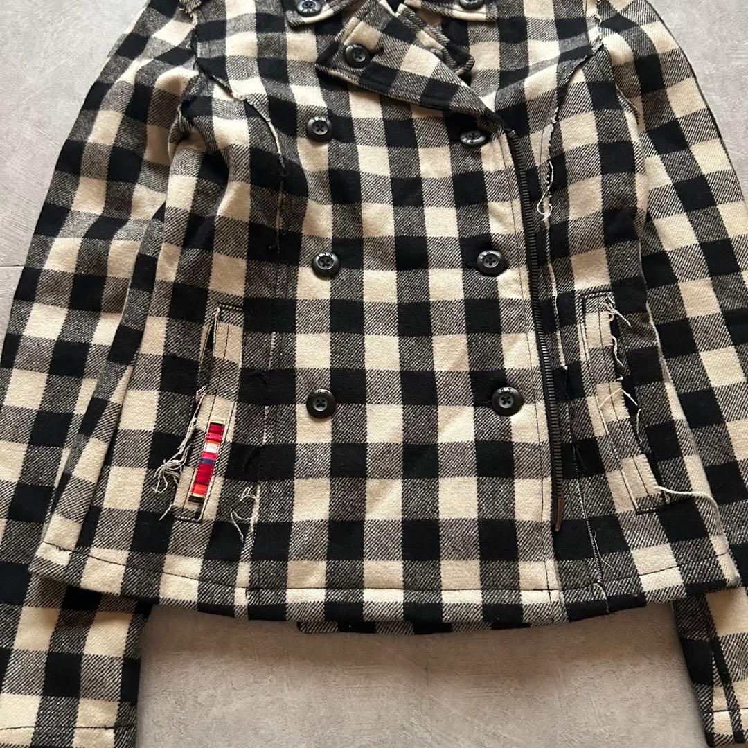 ジャケット・アウター grunge check Napoleon jacket black white