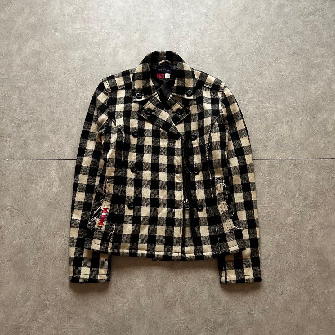 ジャケット・アウター grunge check Napoleon jacket black white