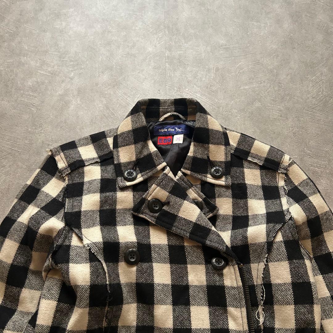 ジャケット・アウター grunge check Napoleon jacket black white