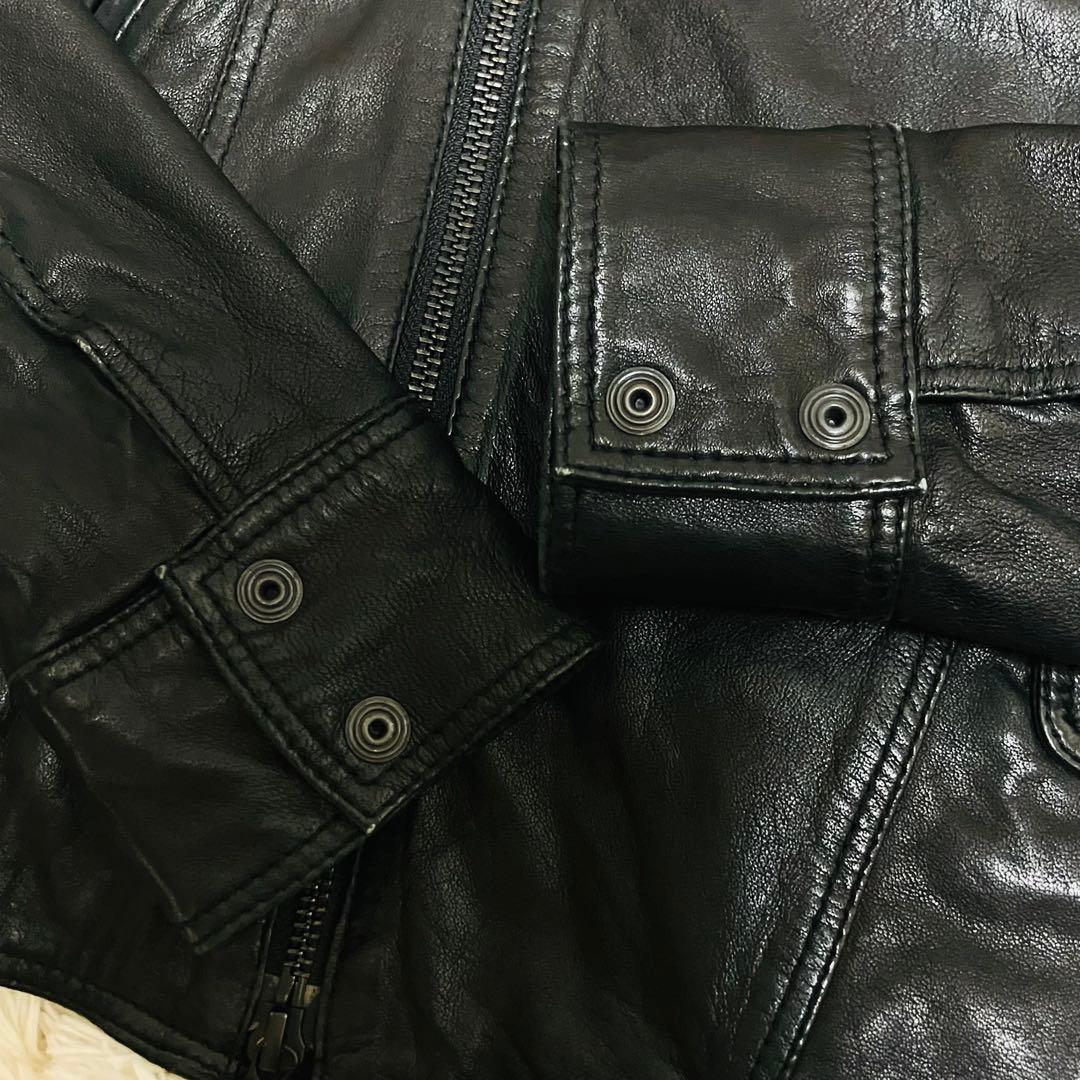 【美品】DIESEL ディーゼル ラムレザー ダブルライダース 星型パンチング